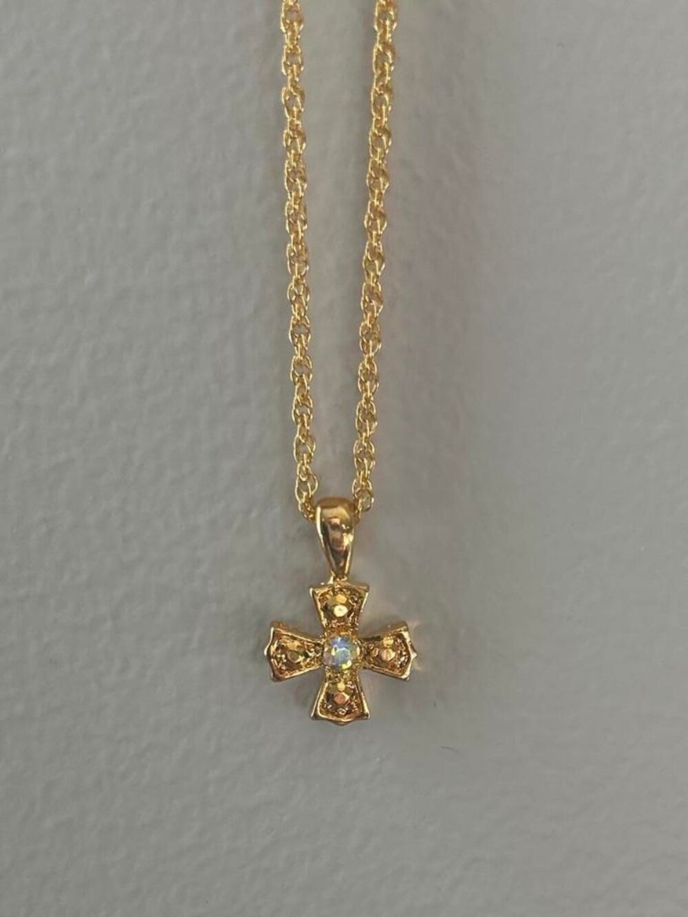 Gold Cross Pendant Necklace Costume Jewelry Faith